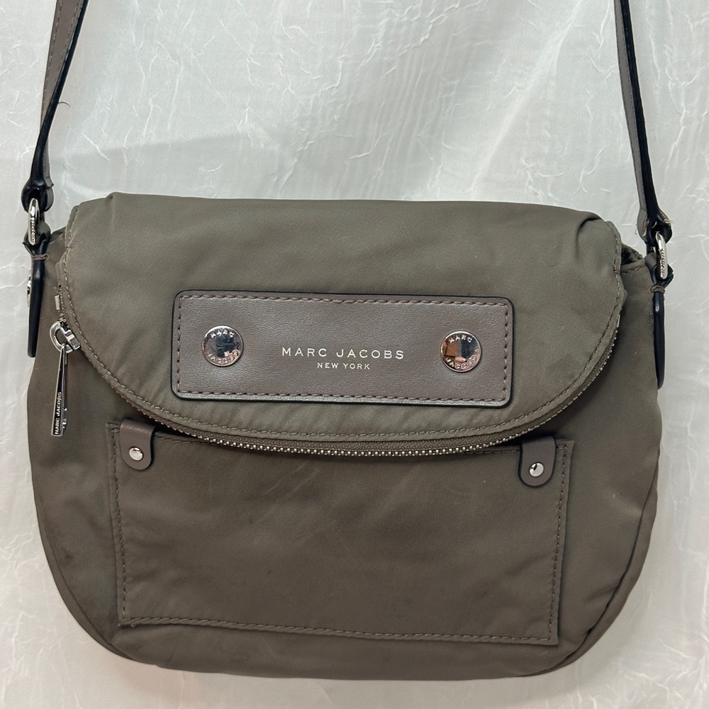 Marc Jacobs Olive Nylon Mini Natasha Crossbody with Silver Hardware